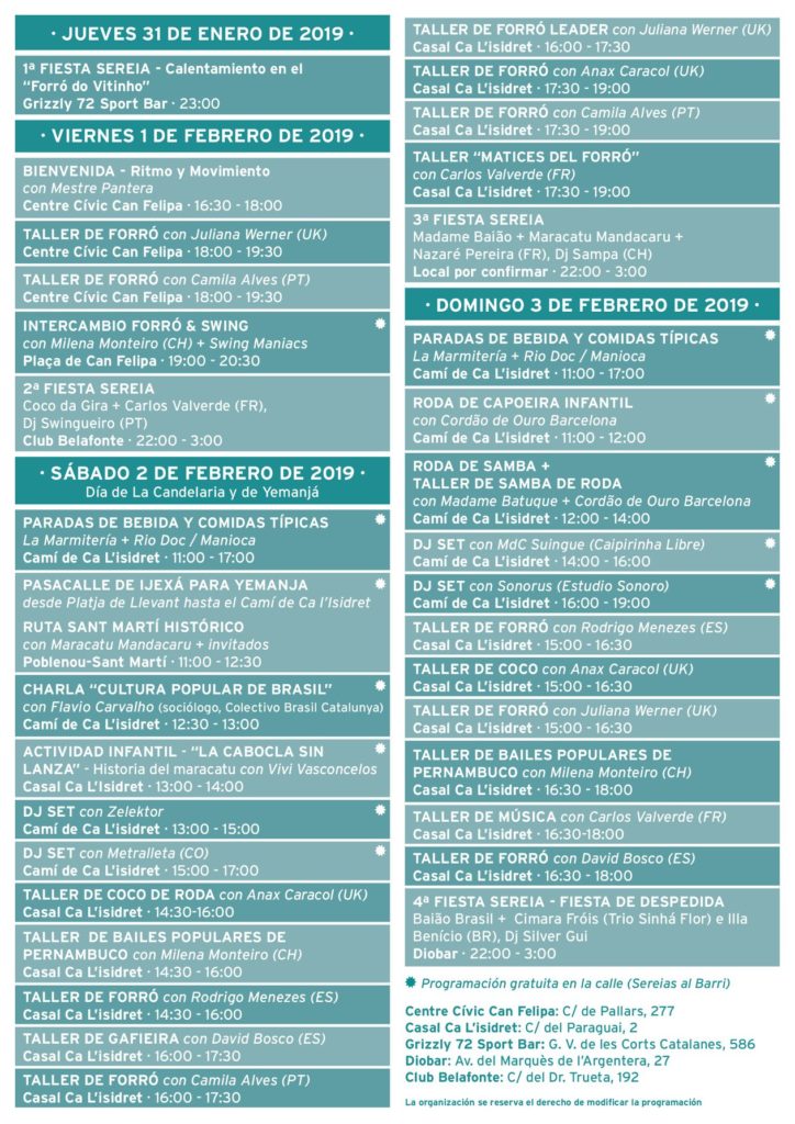 Programação Festival Sereia